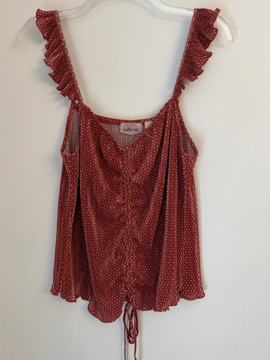 willow & root Tops - Willow & Root Polka Dot Tank Accordion Ruffle-Trim